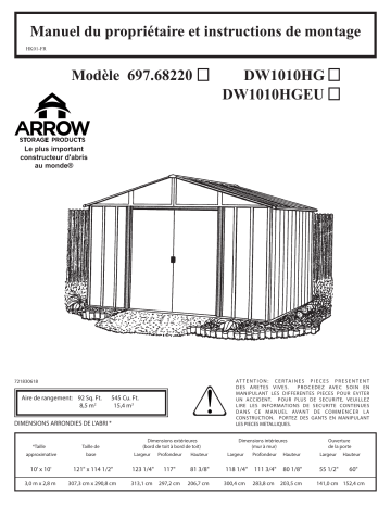 Manuel du propriétaire | Arrow Storage Products 68220 Manuel utilisateur | Fixfr