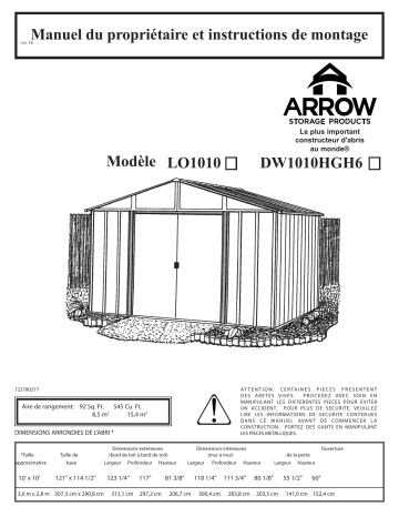 Manuel du propriétaire | Arrow Storage Products LO1010 Landowner Steel Storage Shed, 10 ft. x 10 ft. Gray Manuel utilisateur | Fixfr