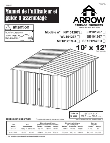 LM101267 | Manuel du propriétaire | Arrow Storage Products WL101267 Woodlake Steel Storage Shed, 10 ft. x 12 ft. Manuel utilisateur | Fixfr