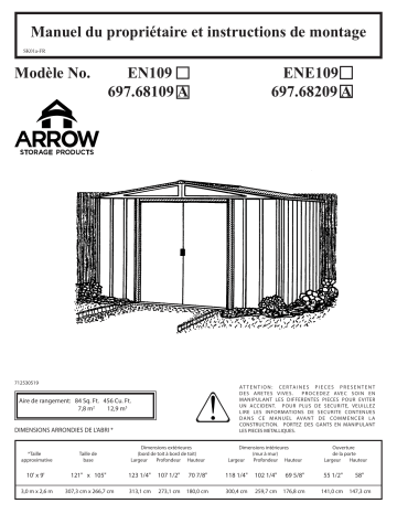 68109 | ENE109 | Manuel du propriétaire | Arrow Storage Products EN109 Enfield 10 x 9 ft Manuel utilisateur | Fixfr