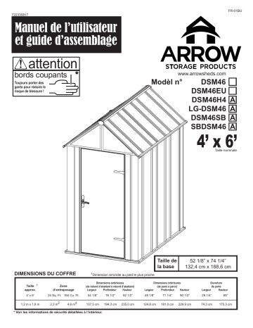 LG | SBDSM46 | Manuel du propriétaire | Arrow Storage Products DSM46EU Designer Series Metro 4 x 6 ft shed Manuel utilisateur | Fixfr