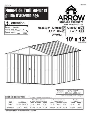 Manuel du propriétaire | Arrow Storage Products LW1012 Manuel utilisateur | Fixfr
