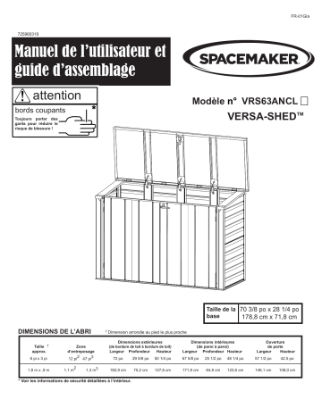 Manuel du propriétaire | Spacemaker VRS63ANCL Versashed 6 ft x 3 ft Manuel utilisateur | Fixfr