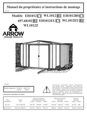 Manuel du propriétaire | Arrow Storage Products EH1012 Euro Hamlet 10 x 12 ft Manuel utilisateur | Fixfr