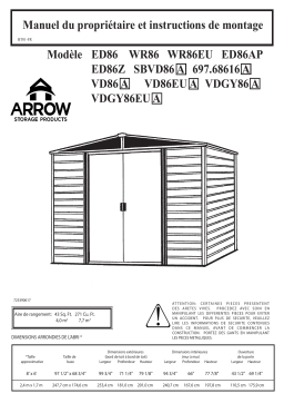 Arrow Storage Products VD86EU Vinyl Dallas Vinyl-Coated Steel Storage Shed, 8 ft. x 6 ft. Manuel utilisateur