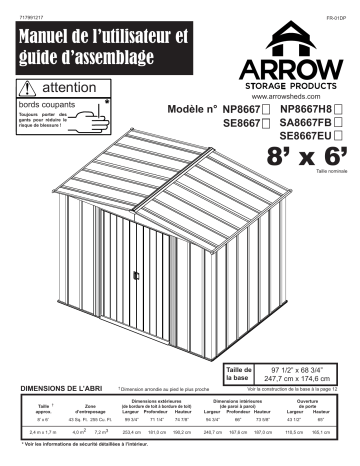 Manuel du propriétaire | Arrow Storage Products NP8667H8 Newport 8 ft. x 6 ft 67 inch wall Manuel utilisateur | Fixfr