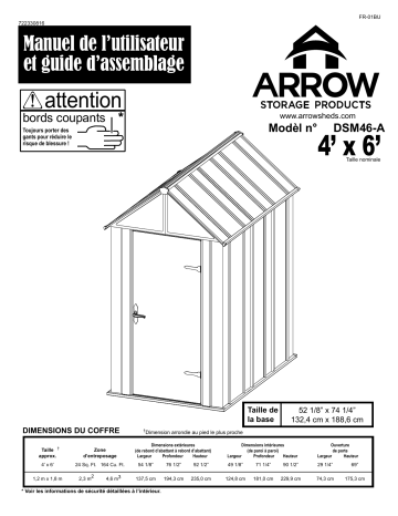 Manuel du propriétaire | Arrow Storage Products DSM46 Designer Series Metro Steel Storage Shed, 4 ft. x 6 ft. Manuel utilisateur | Fixfr