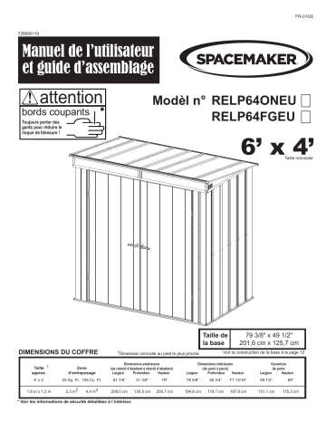 Manuel du propriétaire | Spacemaker RELP64FGEU Pent 6 ft. x 4 ft. Manuel utilisateur | Fixfr