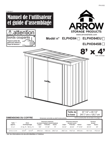 Manuel du propriétaire | Arrow Storage Products ELPHD84EU Euro-Lite™ Pent Window Shed, 8 ft. x 4 ft. Manuel utilisateur | Fixfr