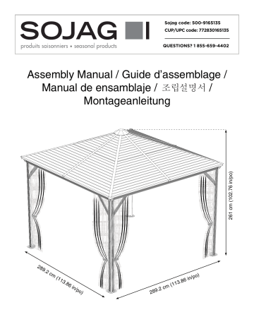 Manuel du propriétaire | Sojag 500-9165135 Ventura Gazebo 10 x 10 ft. Manuel utilisateur | Fixfr