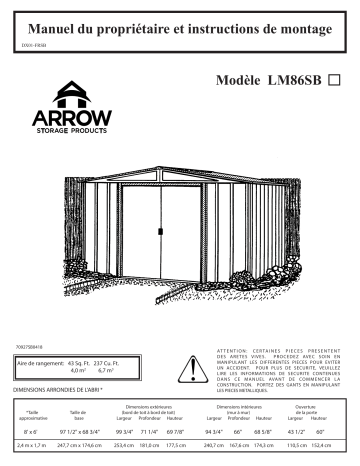 Manuel du propriétaire | Arrow Storage Products LM86SB Manuel utilisateur | Fixfr