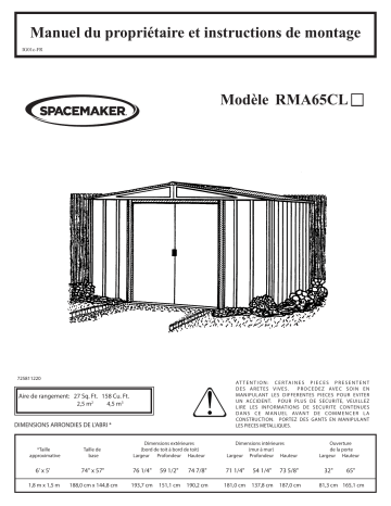 Manuel du propriétaire | Spacemaker RMA65CL Manuel utilisateur | Fixfr