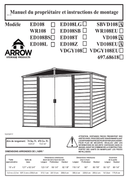 Arrow Storage Products WR108EU Woodridge Steel Storage Shed, 10 ft. x 8 ft. Manuel utilisateur