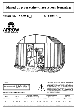 Arrow Storage Products VS108 Vinyl Sheridan Vinyl-Coated Steel Storage Shed, 10 ft. x 8 ft. Manuel utilisateur