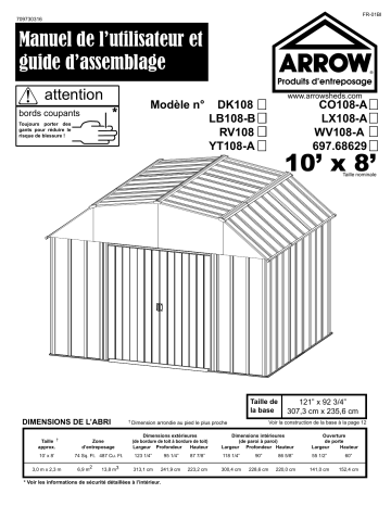 Manuel du propriétaire | Arrow Storage Products 68629 Manuel utilisateur | Fixfr