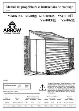 Arrow Storage Products YS410FB Yardsaver&reg; Steel Storage Shed, 4 ft. x 10 ft. Manuel utilisateur