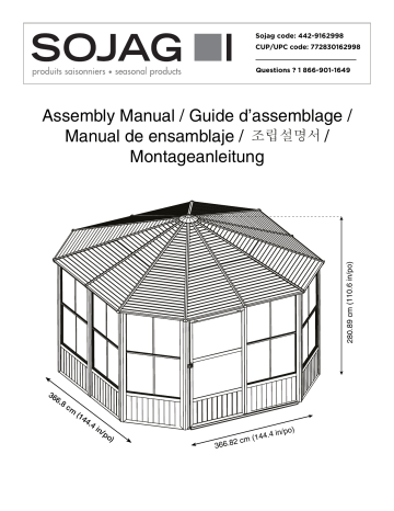 Manuel du propriétaire | Sojag 442-9162998 SOJAG Charleston Solarium, 12 ft. x 12 ft. Dark Gray Manuel utilisateur | Fixfr