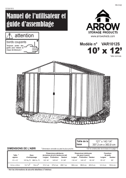 Arrow Storage Products VAR1012S Vinyl Arlington Storage Shed, 10 ft. x 12 ft. Manuel utilisateur