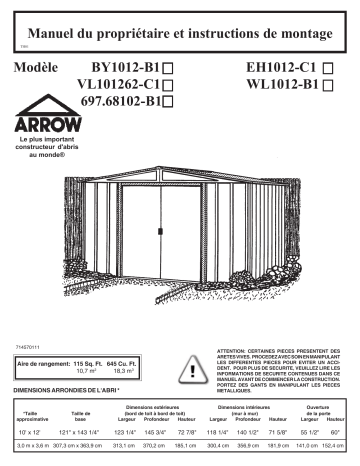Manuel du propriétaire | Arrow Storage Products BY1012 Manuel utilisateur | Fixfr