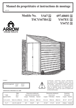 Arrow Storage Products YS47Z Yardsaver Steel Storage Shed, 4 ft. x 7 ft. Manuel utilisateur