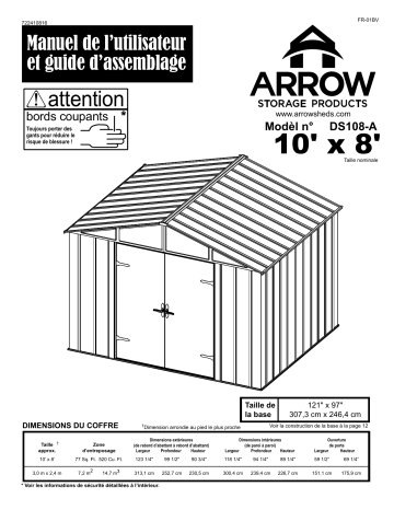 Manuel du propriétaire | Arrow Storage Products DS108 Designer Series Steel Storage Shed, 10 ft. x 8 ft. Manuel utilisateur | Fixfr
