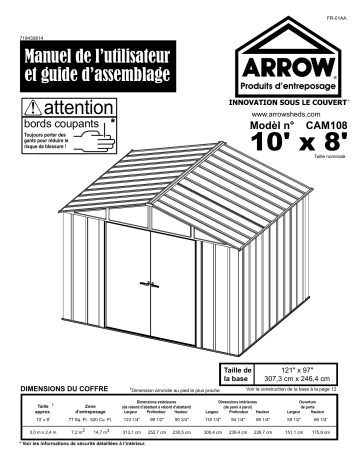 Manuel du propriétaire | Arrow Storage Products CAM108 Camouflage Shed, 10 ft. x 8 ft. Manuel utilisateur | Fixfr