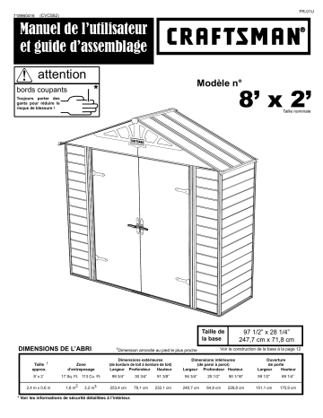 Manuel du propriétaire | Arrow Storage Products CVCS82 Vinyl Viking 8 x 2 ft Manuel utilisateur | Fixfr