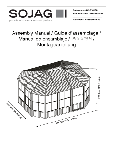 Manuel du propriétaire | Sojag 445-9163001 Charleston Solarium, 12 ft. x 15 ft. Dark Gray Manuel utilisateur | Fixfr