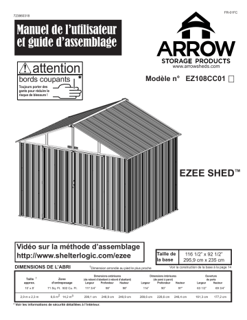 Manuel du propriétaire | Arrow Storage Products EZ108CC01 EZEE Shed® Steel Storage Shed, 10 ft. x 8 ft. Manuel utilisateur | Fixfr