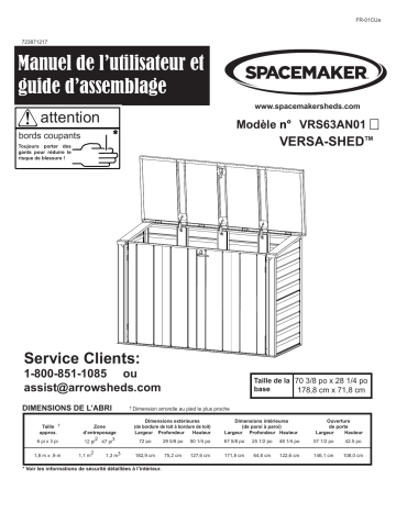 Manuel du propriétaire | Spacemaker VRS63AN01 Versashed 6 ft x 3 ft Manuel utilisateur | Fixfr