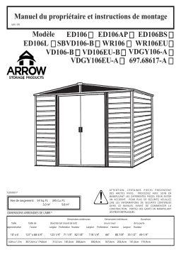Arrow Storage Products VDGY106EU 15 ft. x 6 ft. Vinyl Dallas Steel Storage Shed Kit Grey Manuel utilisateur