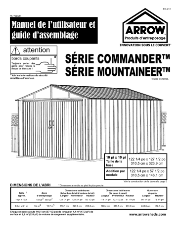 Manuel du propriétaire | Arrow Storage Products Commander-old Commander™ Series Storage Building Manuel utilisateur | Fixfr