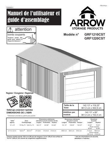 GRF1210CST | Manuel du propriétaire | Arrow Storage Products GRF1220CST Manuel utilisateur | Fixfr
