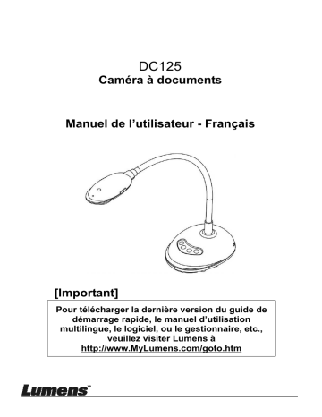 Lumens DC125 Manuel utilisateur | Fixfr