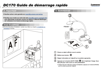 Lumens DC170 Guide d'installation | Fixfr