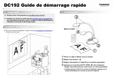 Lumens DC192 Guide d'installation | Fixfr