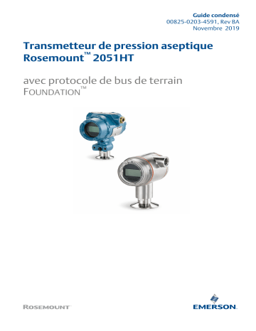 Rosemount Transmetteur de pression aseptique 2051HT Mode d'emploi | Fixfr