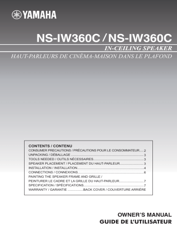 Yamaha NS-IW360/NS-IW360C In-Ceiling Speaker Manuel utilisateur | Fixfr
