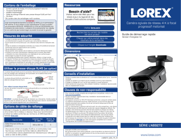 Lorex LNB9272 Series 4K Ultra HD Motorized Varifocal Camera Guide de démarrage rapide | Fixfr