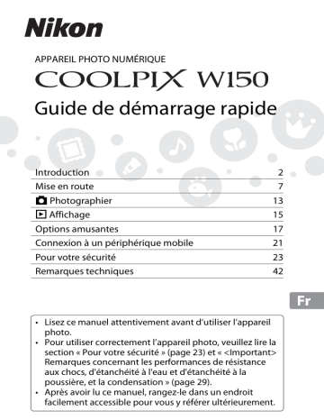 Nikon COOLPIX W150 Guide de démarrage rapide | Fixfr