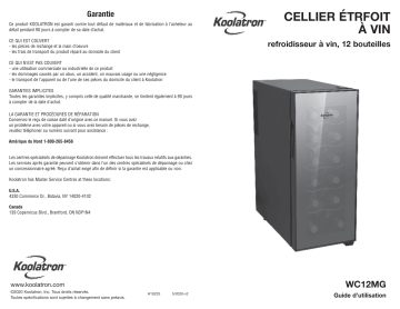 Koolatron WC12MG Urban Series 12 Bottle Wine Cooler Thermoelectric Wine Fridge Manuel utilisateur | Fixfr