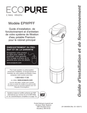 ECOPURE EPWPFF Premium Main Faucet Filtration System Manuel du propriétaire | Fixfr