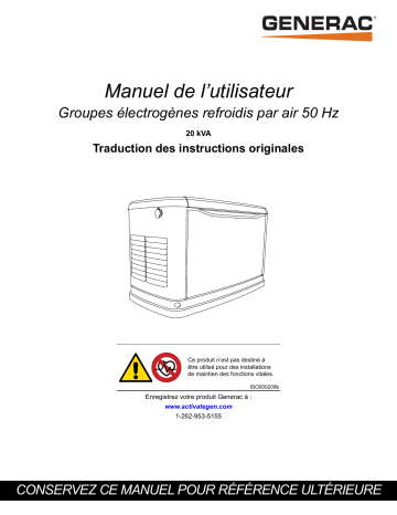 Generac 20 kVA G0071890 Standby Generator Manuel utilisateur | Fixfr