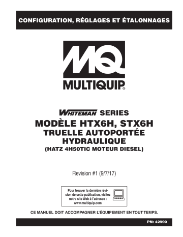 MQ Multiquip HTX6H-STX6H Calibration Truelles ride-on Mode d'emploi | Fixfr