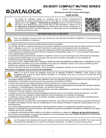 Datalogic SG BODY COMPACT BASE / MUTING Light Curtain Manuel utilisateur | Fixfr