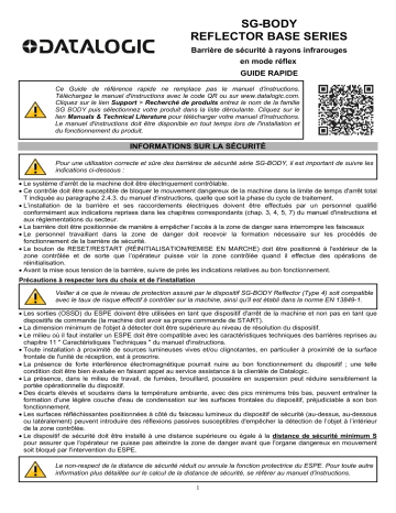 Datalogic SG BODY REFLECTOR BASE / MUTING Light Curtain Manuel utilisateur | Fixfr