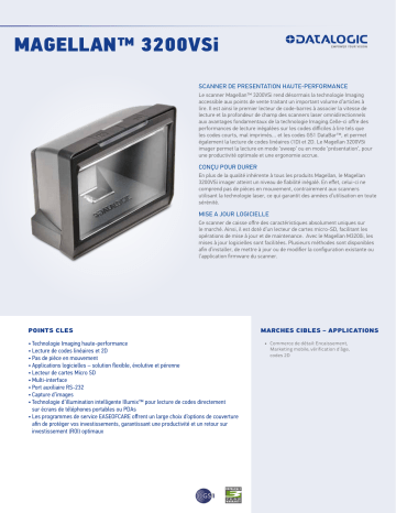 Datalogic Magellan 3200VSi Single Plane Scanner Fiche technique | Fixfr