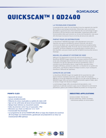 Datalogic QuickScan I QD2400 Fiche technique | Fixfr