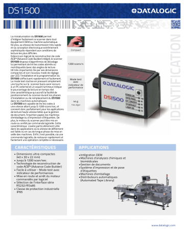 Datalogic DS1500 Laser Bar Code Scanner Fiche technique | Fixfr