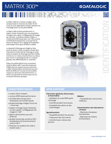 Matrix - Visiset Series | Datalogic Matrix 300™ Image-Based ID Scanner Fiche technique | Fixfr